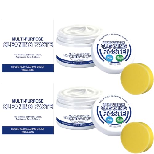 Multi-purpose Cleaning Paste, Multi Purpose Cleaner Removes Grease, Grime & Stains, Household Cleaning Cream for Kitchen, Bathroom, Tiles, Glass, Stainless Steel, Oven, Sink and Shoes,1