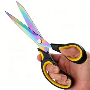 Multi-Purpose Scissors, 9.5" Sharp Sewing Scissors, Professional Heavy Duty Titanium Coating Forged Stainless Steel Shears for Fabric Leather, Dressmaking, Tailoring, Home, Office & School