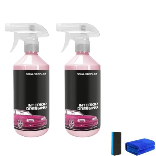 Multi-surface Car Interior Cleaning Spray, Interior Dressing for Cars Detailing, Quick Stain Removal Foam Cleaners, All-Purpose Household Cleaners for Leather, Dashboard, Glass (2)