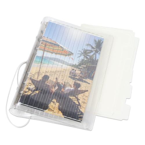MultiBey Clear A6 6-Ring Binder with 6-Tab Index Dividers, 1 Inch Round Ring PVC Refillable Notebook, Hard Cover A6 Personal Planner Set with 3 Interchangeable Covers & 4 Built-in Pockets