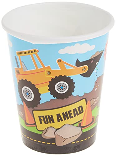Multicolored Construction Party Paper Cups, 9 oz. (8-Pack) - Perfect for Kids' Birthdays & Building-Themed Bash