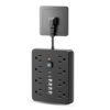 Multi Functional Socket with 8AC Outlets, 4 USB-A Ports, and 2 Type-C Ports for Power Board Surge Protector, for Office Home Travel Dorm, Black