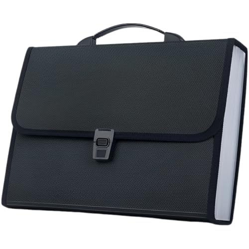 Multi Pocket Expanding File Folder with Handle, Accordion File Organizer, Portable Expanding Folder with Buckle Closure and Reinforced Hemming, A4 Size for Office and Business Documents