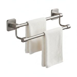 Multipurpose Adhesive Towel Bar for Bathroom & Kitchen, No-Drill Aluminum Wall Mount Rack, Gray