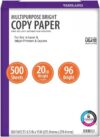 Multipurpose Bright Paper, 8.5" x 11", 96 Bright, White, 20 lb., 1 Ream (500 Sheets)