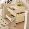 Multipurpose Mobile Utility Cart with Drawers, Modern Modular Storage Organizer, Adjustable Storage Cabinet On Wheels, 360 Rotating Bedside Nightstand for Living Room Apartment