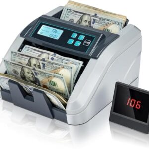 MUNBYN IMC51 Money Counter Machine Count Value, Add+Batch/Add+ Value Mode Bill Counter, UV/MG/IR/MT Detection, USD only Cash Counter,1100 Bills/min, Money Counting Machine with LCD Display (Gray)