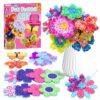 MUNDIDO Poke in Fun Art Flower Bouquet, Mess Free Paper Craft Kits for Kids, DIY Creative Activity Gifts for 6 7 8 9 10 Year Old Girls, Birthday Gifts for Girls Boys Age 5-12