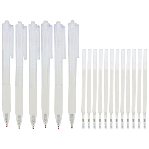 Murtenze 6 Pack Quick Dry Glue Pens with 12 Pcs Replacement Pen Refills, White Glue Applicator Ballpoint Roller Stick Set, Precise Fine Tip Adhesive for Crafting/Scrapbooking/Card Making