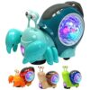 Musical Crawling Snail Toys Auto Avoid Obstacle Light-Up Music Interactive
