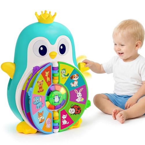 Musical Penguin Learning Toys for 1 Year Old Boy, Bilingual Educational Toys for 1-3 Year with 5 Themes, Sound & Light, First Word Teaching for 12-18 Months, 1st First Birthday Boy Girl Gifts