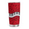 Music Notes Piano Keys Tumbler with Lid and Straw, Stainless Steel Insulated Travel Mug Coffee Cup Water Bottle for Music Teacher, Double Wall Vacuum Insulated Tumblers for Cold Hot Drinks 20oz