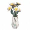 Music Park Daisy DIY Wooden Puzzle Flower, 3D Assembly Bouquet, Handmade Wooden Flower Arrangement Model, Literary Tabletop Ornament
