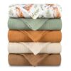 Muslin Receiving Blankets, Neutral Blanket Swaddling for Newborn Boys and Girls, 5 Pack Breathable and Skin-Friendly Swaddle Wrap for Infant Baby (Forest Fox)