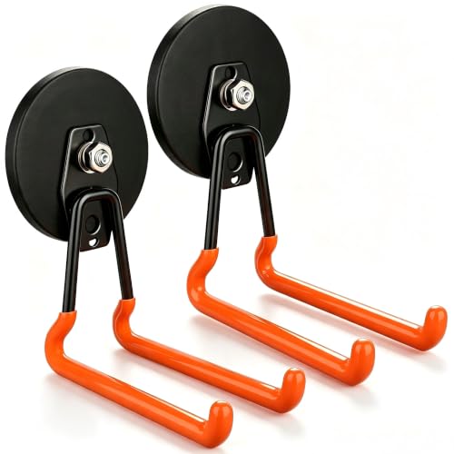 MUTUACTOR Updated Large Magnetic Garage Hook,Φ3.46” 2PCS Heavy Duty Storage Magnetic Hooks,40lbs Super Strong Magnetic Garage Hooks for Hanging Drill Drivers Garden Hose Holder Tool Box Shovel Rack