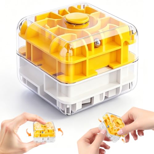 MUUHU 2-in-1 Fidget Spinner Maze Cube, Spining Fidget Toys for Kids Adults Teen Boys Stress Relief ADHD Anxiety Handheld 3D Puzzle Cube Brain Teaser Games Office Desk Cool Gadgets (2 Level)