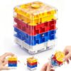 MUUHU 2-in-1 Fidget Spinner Maze Cube, Spining Fidget Toys for Kids Adults Teen Boys Stress Relief ADHD Anxiety Handheld 3D Puzzle Cube Brain Teaser Games Office Desk Cool Gadgets (4 Level)