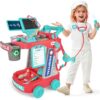 MUZREES Doctor Kit for Kids, Pretend Play Medical Toy Doctor Cart, Doctor Toy for Toddlers 3-5, Christmas Birthday Costume Role Play Dress Up Gift Ideas for Boys Girls