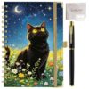 Muzuis Black Cat Spiral Notebook Black Cat Gifts for Women Journal 200 Pages A5 Lined with Inner Pocket and Pen Cats Lovers Mom Lady Gifts Journal Notebook