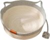 Muzuja Cotton Rope Cat Basket Bed, Handwoven Woven Cat Bed for Indoor Cats, Natural Scratch Basket with Soft Removable Cushion for Cats & Small Dogs (Grey, Large-18.9in)