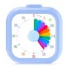 Mwellewm Visual Timer for Kids, 60 Minute Time Digital Pomodoro Timer Countdown with Silent Pause Function for Classroom Kitchen Study Cooking Meetings ADHD Rainbow Pattern(Blue)