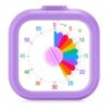 Mwellewm Visual Timer for Kids, 60 Minute Time Digital Pomodoro Timer Countdown with Silent Pause Function for Classroom Kitchen Study Cooking Meetings ADHD Rainbow Pattern(Square Purple)