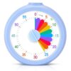 Mwellewm Visual Timer for Kids, 60 Minute Time Digital Pomodoro Timer Countdown with Silent Pause Function for Classroom Kitchen Study Cooking Meetings ADHD Rainbow Pattern(Circle Blue)