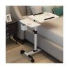 MXDLYHHHT Adjustable Height Adjustable Side Table Overbed Laptop Desk Mobile Standing with Wheels Bedside Space Saving(White)
