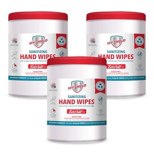 My-Shield Sanitizing Hand Wipes - 80 Count (3-pack) Alcohol-Free, Long-lasting Protection. Kills 99.9% of Germs. Moisturizes With Aloe Vera. Formulated with Zetrisil. (NDC Code: 71884-010)