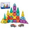Mychblok Magnetic Tiles for Kids Mini Magnetic Building Tiles with 2 Cars, Travel Magnetic Tiles with Case,STEM Toys for School Acitivities, Magnets Construction Tile Toy Ages 3-8 Boys Girls