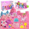 MYDOVA Unicorn Sensory Bin for Girl, Magic Sand Art Kit for Boys and Girl with Sandbox, Castle Molds, 2.18lb 3 Color Sand, Best Unicorn Toy Kits Christmas Birthday Gift for Toddler Ages 3+