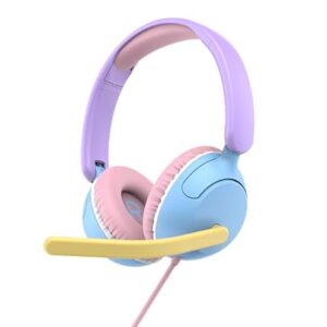 myFirst CareBuds Link W2 Kids Wired Headphones with Microphone, 85dB Volume Limit, 3.5mm On-Ear Headset, Foldable Lightweight Headphones with Rotatable Boom Mic (Cotton Candy Mix)