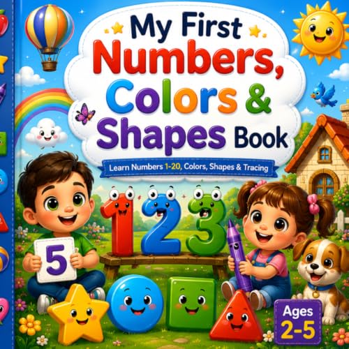 My First Numbers, Colors & Shapes Book| Learn Numbers 1–20, Colors, Shapes & Tracing | Early Learning Workbook for Toddlers, Preschool & Kindergarten Kids Ages 2–5: Educational Tracing book for kids