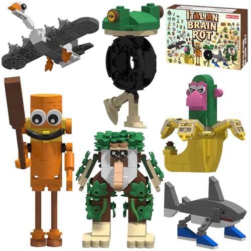 Myth Qholve Italian Brain Rot Unique Cartoon Characters Building Blocks 6 in 1 Educational & Entertaining Gift Idea for Kids Teens & Adults