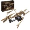 Myth Qholve Pterosaur Dinosaur Skeleton Building Blocks Detailed Fossil Model with Adjustable Wings & Joints STEM Learning Construction Toy Educational Gift for Kids Teens and Paleontology Fans