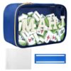 MZLUWM Mahjong Tile Bag with Zipper, Clear PVC Mahjong Case with Card Holder and Pusher Line Reader, Cute Travel Organizer for Mahjong Accessories Gift
