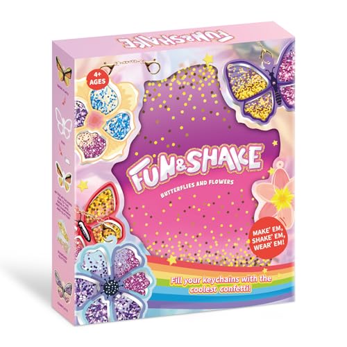 MZYTOZA Fun & Shake DIY Glitter Craft Kit with Keychains for Kids,Art & Craft Activity,Creative Travel Toy, Party Favors & Valentine's Gift for Ages 4-9