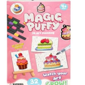 MZYTOZA Magic Foam Texture Painting Kit - 3D Art Craft Magic Puffs Paint Kit, 15 Mess-Free Paint by Number Craft for Kids (Pink)