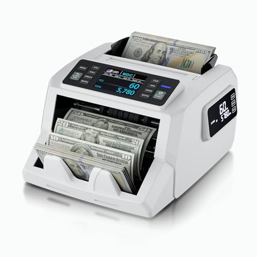 N71 Money Counter Machine Mixed Denomination, Dual-Display Mixed Denomination Value Counting Machine with CIS/UV/MG/IR/DD Counterfeit Detection, Multi-Currency for Business & Retail, 3-Year Protection