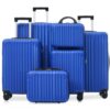 Nahenduo 6 Piece Luggage Set with TSA Lock & Side Hooks (Royal Blue)