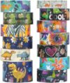 NANYNNU Dinosaur Washi Tape Set, 13 Rolls Silver Foil Cute Washi Tapes, Kawaii Floral Decorative Masking Tape for Journaling Supplies, Scrapbooking, Bullet Journal, Planner Decoration, DIY Crafts
