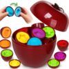 NAODONGLI Apple Toys,Montessori Geometric Shape Sorter Toys for Toddlers 1-3,Early Educational Learning Color Sorting & Fine Motor Matching Games,Easter Basket Stuffers Gifts for Preschool Boys Girls