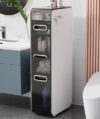 Narrow Bathroom Storage Cabinet, 3-Tier Vertical Organizer with Clear Drawers and Toilet Paper Holder for Towels, Cosmetics, and Toiletries, Slim Design