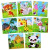 NASHRIO Wooden Puzzles for Toddlers Age 3-5, 8 Pack Animal and Dinosaur Jigsaw Puzzles, Preschool Educational Toys, Wooden Puzzle Set for Boys Girls Kids Age 3 4 5