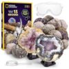 National Geographic Break Open 15 Premium Geodes Science Kit - Includes Goggles & 3 Display Stands - Great STEM Science Kit, Geology Gift for Kids, Break Your Own Geodes with Crystals