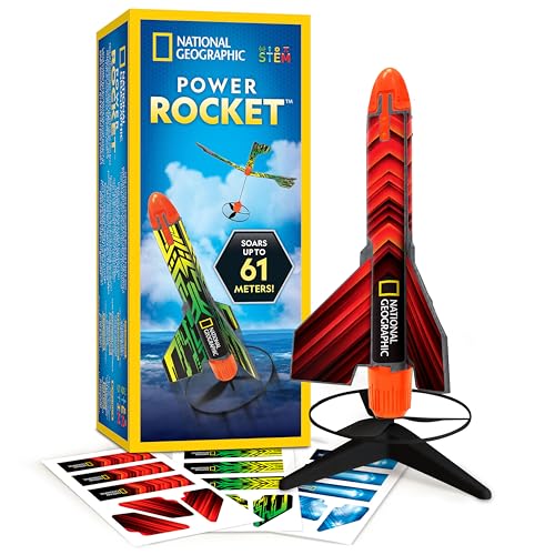 National Geographic Rocket Launcher Science Kit - Motorized Air Rocket Toy with Patented Design, Launch up to 200 Feet, Outdoor Kids Toys & Model Rockets, Gifts for Kids Ages 8-12, Space Toys
