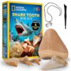 National Geographic Shark Tooth Dig Kit – Excavate Replica Teeth Fossils from Ancient Sharks and Make a Shark-Tooth Necklace, STEM Science Kit for Kids Ages 6-8, Educational Fossil Dig Activity