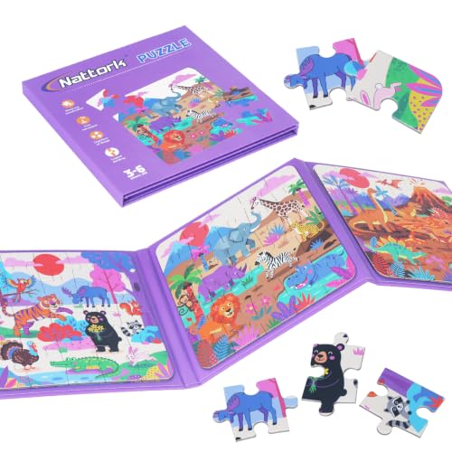 Nattork Animal Magnetic Puzzle for Toddlers 3-8 Boys Girls, Travel Puzzles Game for Children Ages 3-5,Learning Magnet with Fun for Ages 4-6 Years Old Children Boys Girls Kids
