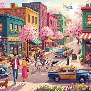 Nattork Jigsaw Puzzles 1000 Pieces for Adults, Families (Sakura Strasse) Pieces Fit Together Perfectly