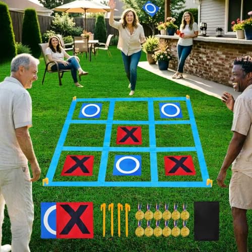 Nattork Outdoor Giant Tic Tac Toe Game for Kids Adult Family, Large Outside Lawn Yard Backyard Carnival Field Day Game, Birthday Party Family Reunion Games Playground
